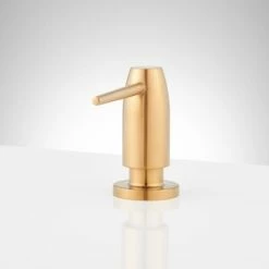 Discount ❤️ Signature Hardware Contemporary Soap or Lotion Dispenser in Brushed Gold ⭐