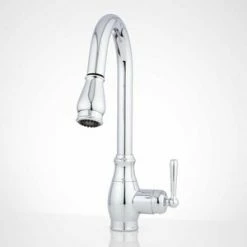 Wholesale ❤️ Signature Hardware Withrow Pull Down Kitchen Faucet in Chrome 🥰