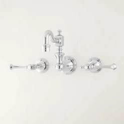 Best Sale 😉 Signature Hardware Vintage Two Handle Kitchen Faucet in Chrome 🎉