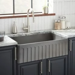 Best reviews of 😀 Signature Hardware Baylor 32-3/4 x 20 in. Fireclay Single Bowl Farmhouse Kitchen Sink in Smoke Grey 😉