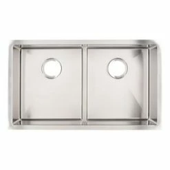 Best reviews of 💯 Signature Hardware Ortega 32 x 18-1/2 in. No-Hole Double Bowl Undermount Kitchen Sink in Stainless Steel with Nickel ✨