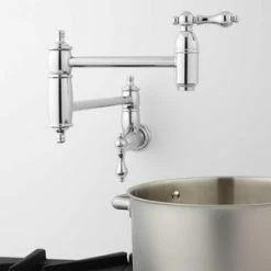 Best Pirce 😍 Signature Hardware Augusta Double Lever Handle Pot Filler Faucet in Polished Chrome 👏