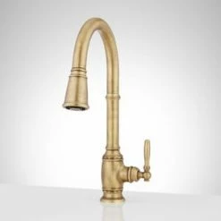 Cheapest 🛒 Signature Hardware Pull Down Kitchen Faucet in Aged Brass ❤️