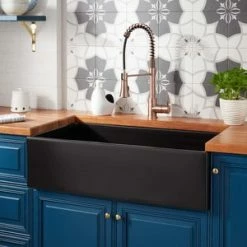 Wholesale ⌛ Signature Hardware Torun 33 x 19 in. Fireclay Single Bowl Farmhouse Kitchen Sink in Matte Black ⌛